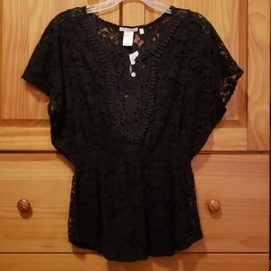 Free 2 Luv Dolman Sleeve Lace Top